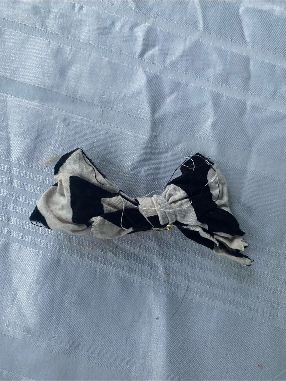 Black & Cream Patterned Bow Hair Clip - Kids Accessories
